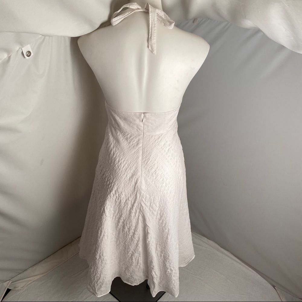 J Crew white textured cotton lined halter bridal dress 8 - Picture 5 of 10